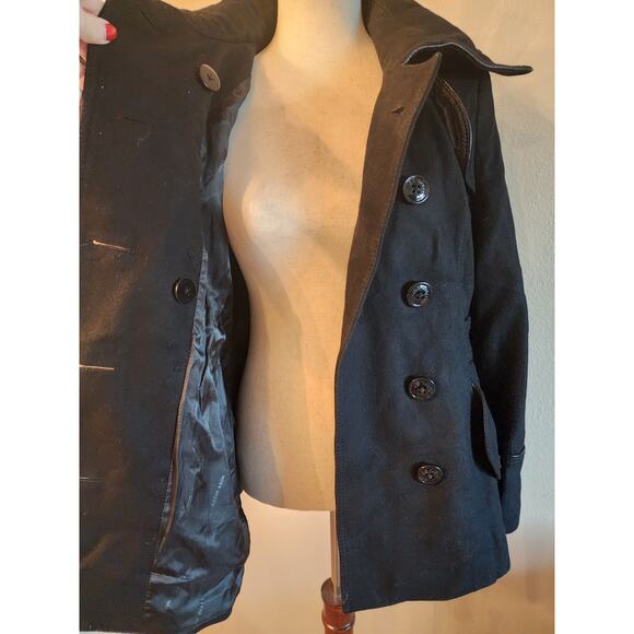 MISS SIXTY Black Wool Y2K Double-Breasted Wide Collar Pea Coat Jacket Medium - Picture 6 of 12